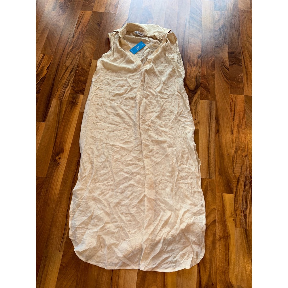 Cupshe Maxi swim cover XS Beige New Sleeveless Collared V-Neck‎ Side Slit Boho